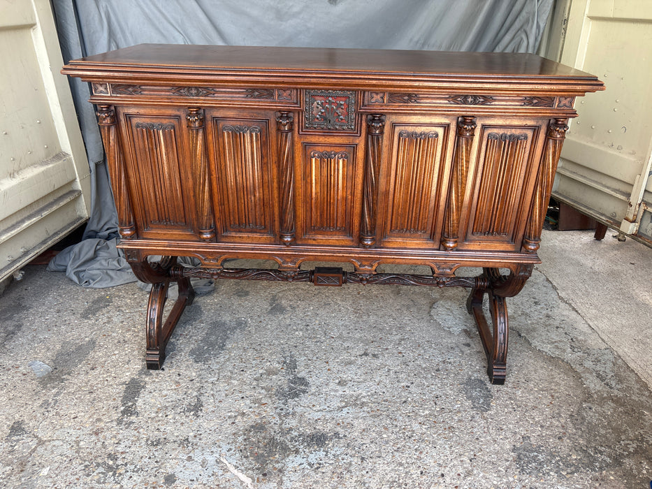 GOTHIC MARBLE TOP LINENFOLD DESSERT SERVER
