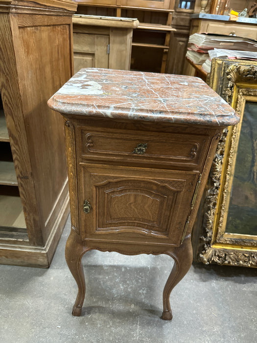 LOUIS XV LAVANTA MARBLE TOP OAK NIGHT STAND