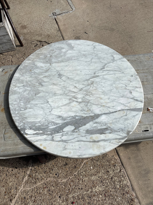THICK WHITE ROUND MARBLE TOP 1 OF 4