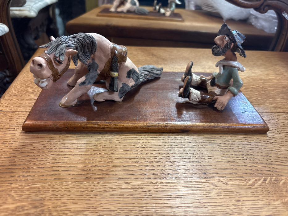 POTTERY COWBOY THROWN FROM HORSE