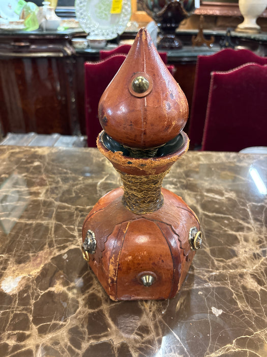 ITALIAN LEATHER CLAD DECANTER BOTTLE