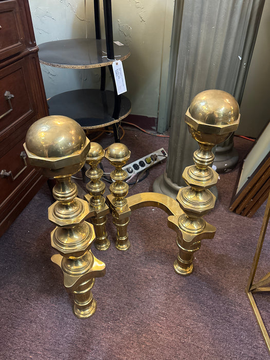 HEAVY BRASS KNOBBY ANDIRONS