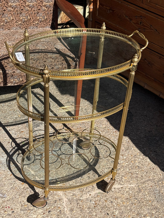 VINTAGE BRASS BAR CART