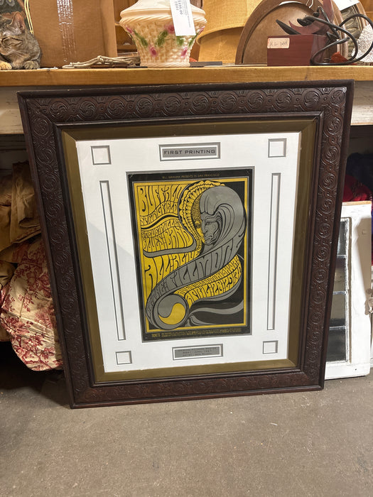 ORNATE BROWN FRAMED FILLMORE BAND POSTER