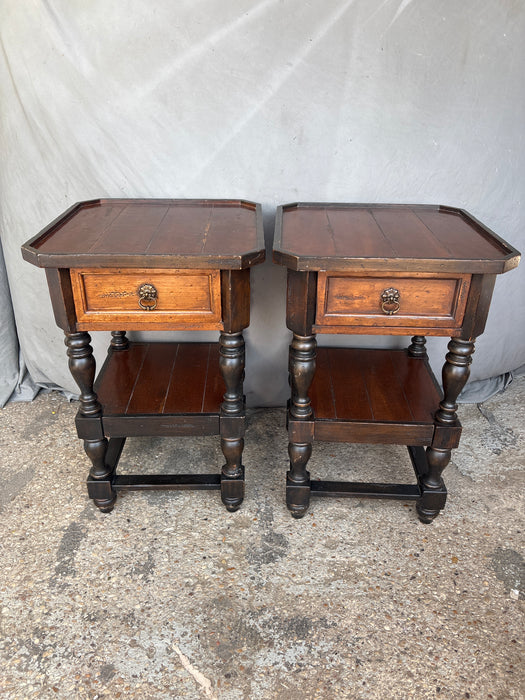 PAIR OF CHERRY AMERICAN SIGNATURE WELL TURNED SIDE TABLES