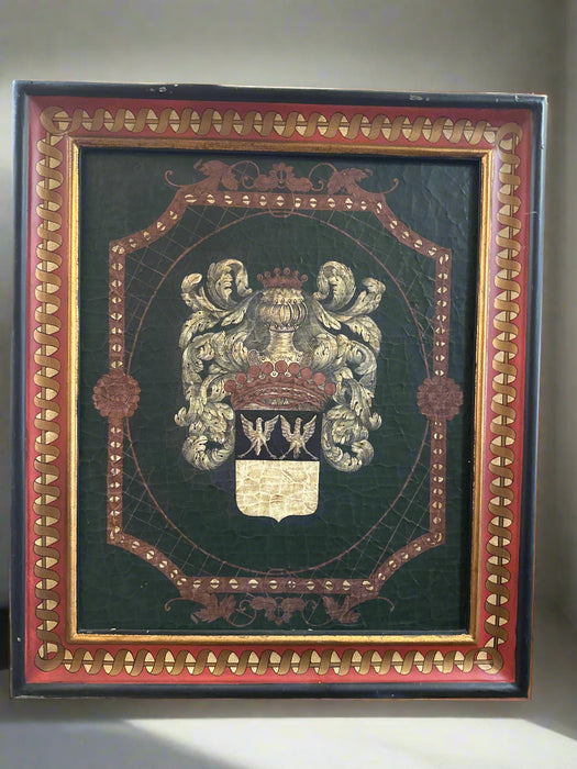 PAIR OF FRAMED SHIELD PAINTINGs