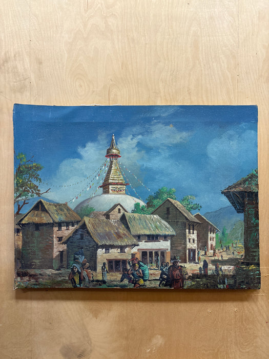 UNFRAMED BOUDHANATH STUPA OIL PAINTING ON CANVAS