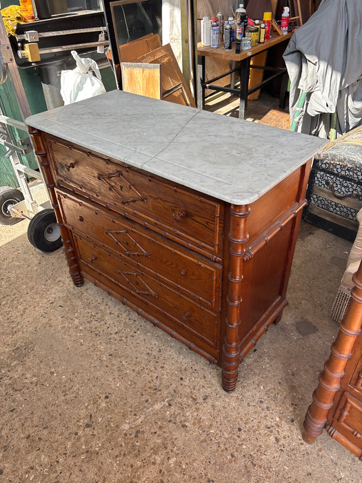 3 DRAWER FAUX BAMBOO CHEST - AS FOUND MARBLE
