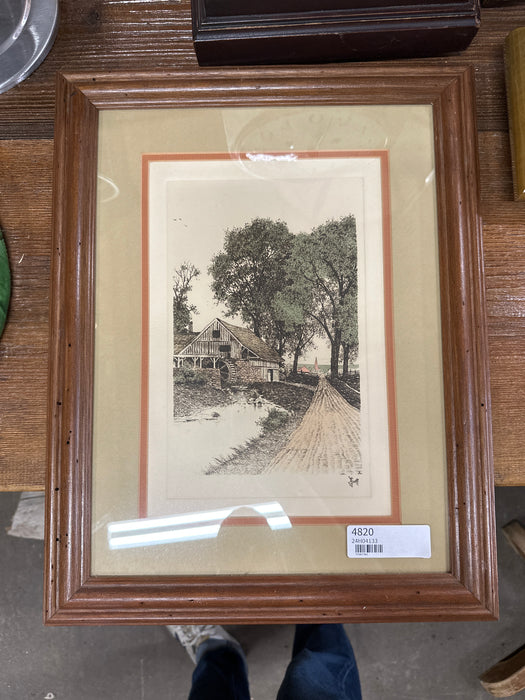 FRAMED WATERMILL ARTWORK