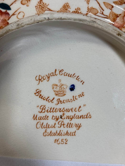 ORANGE FLORAL OCTOGONAL ROYAL CAULDON BOWL