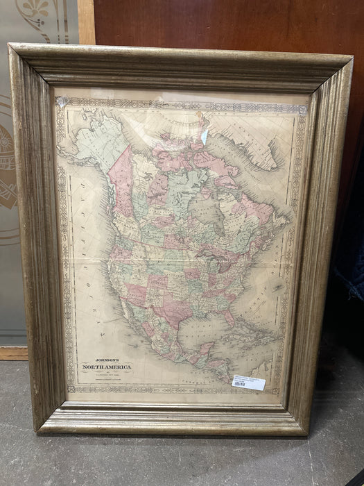 FRAMED PRINT JOHNSON’S NORTH AMERICA MAP