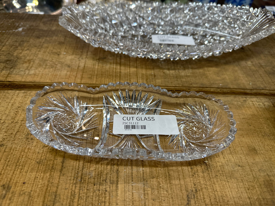 AMERICAN BRILLANT CUT CRYSTAL OVAL DISH