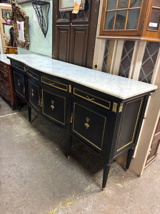 NAPOLEON III STYLE MARBLE TOP SIDEBOARD WITH 4 DOORS AND FLOWER BASKET ORMOULU