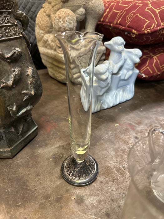 BUD VASE WITH STERLING SILVER BASE