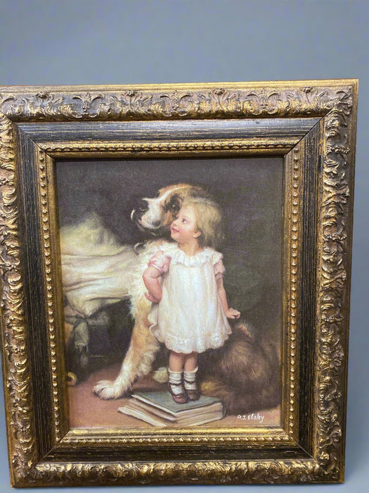 VICTORIAN COPY OF FAMOUS CHILD AND DOG BY: A.J ELSLEY