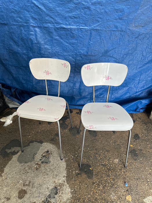 PAIR OF FORMICA FLORAL CHAIRS