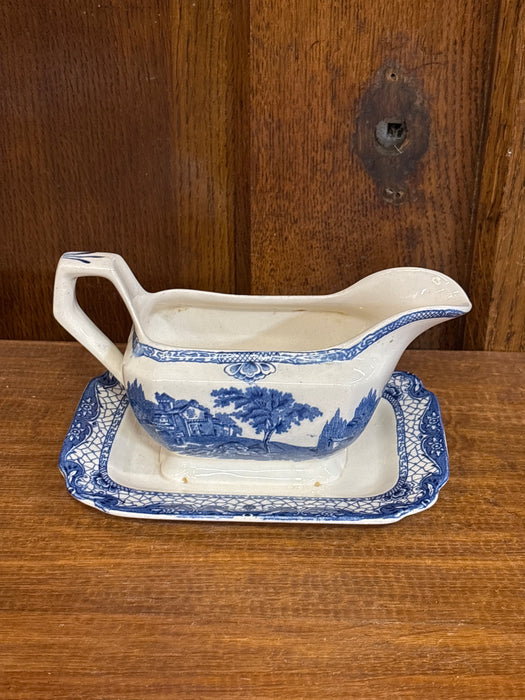 ADAMS BLUE AND WHITE GRAVY PITCHER