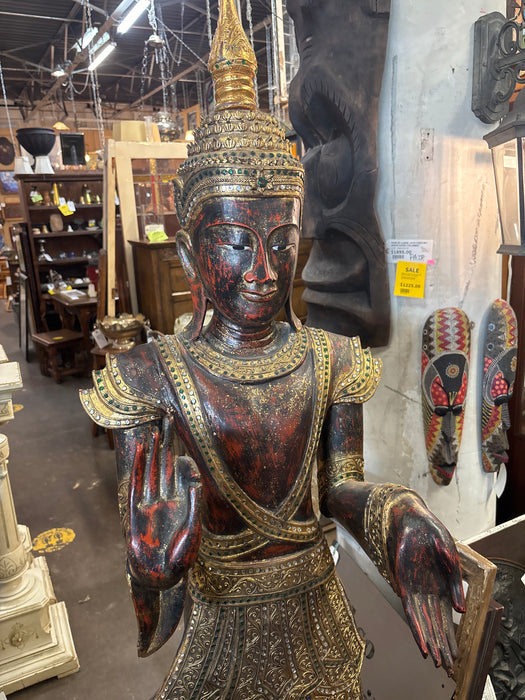 THAI CARVED WOOD STATUE
