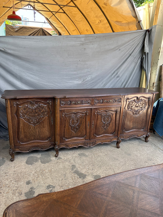 DARK COUNTRY FRENCH SIDEBOARD WITH CARVED BACKSPLASH
