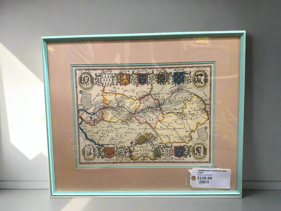 FRAMED MAP-CARTE DE VINS LOIRE