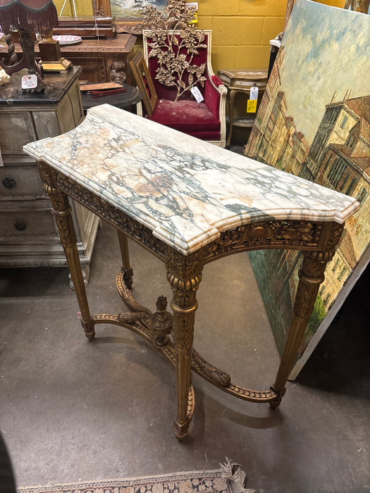 LOUIS XVI GILT WOOD MARBLE TOP CONSOLE TABLE