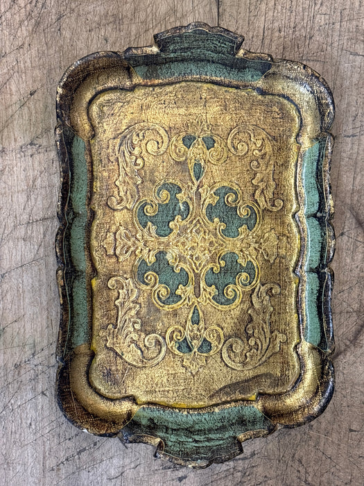 GREEN AND GOLD FLORENTINE TRAY