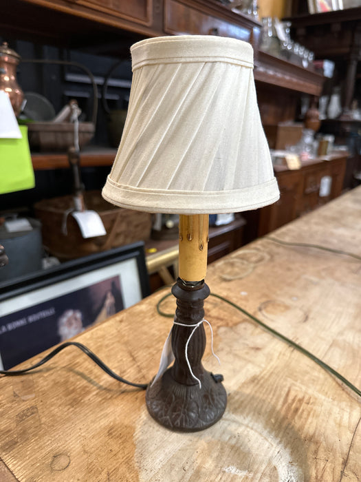 SMALL CAST IRON LAMP WITH SHADE