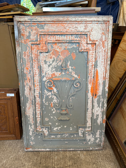 PAIR VINTAGE CAST ALUMINUM PANELS WITH URN MOTIF