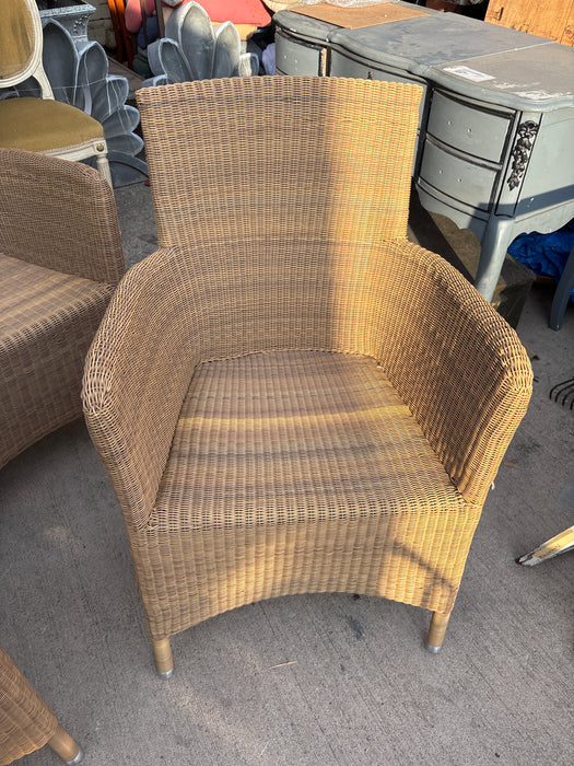 SET OF 4 WICKER CURVED ARM CHAIRS