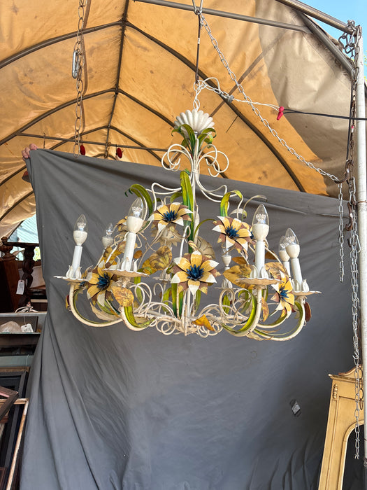 TOLLE PAINTING TIN FLORAL CHANDELIER