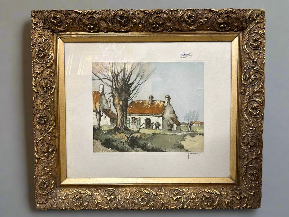 BELGIAN FARM HOUSE LITHOGRAPH