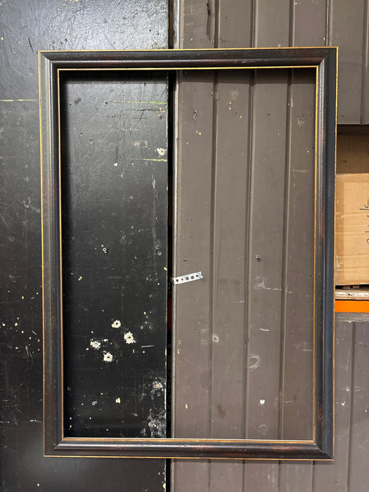 BLACK DISTRESSED PAINTED FRAME WITH GOLD EDGE