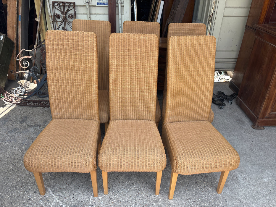 SET OF 6 LLOYD LOOM LIGHT WICKER CHAIRS