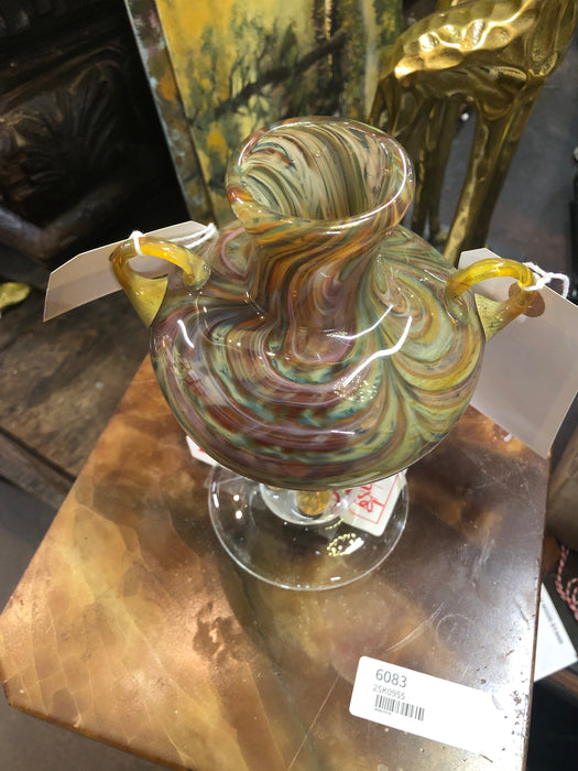 YELLOW AND ORANGE MURANO GLASS URN