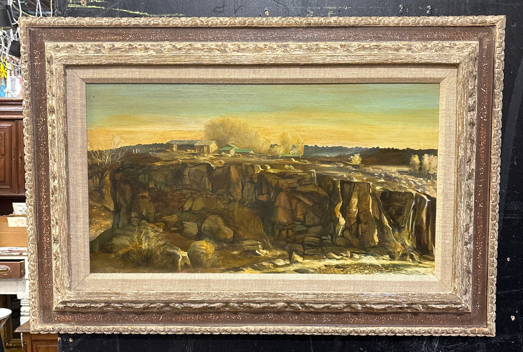 FRAMED LANDSCAPE OIL PAINTING OF CLIFFS - SIGNED JACKSON HENSLEY