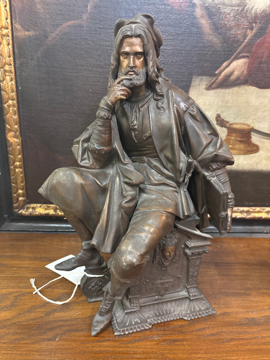 SPELTER STATUE OF PAINTER REMBRANDT VAN RIJN