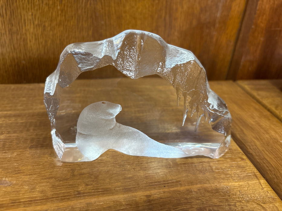 SIGNED GLASS SEAL BOOKEND