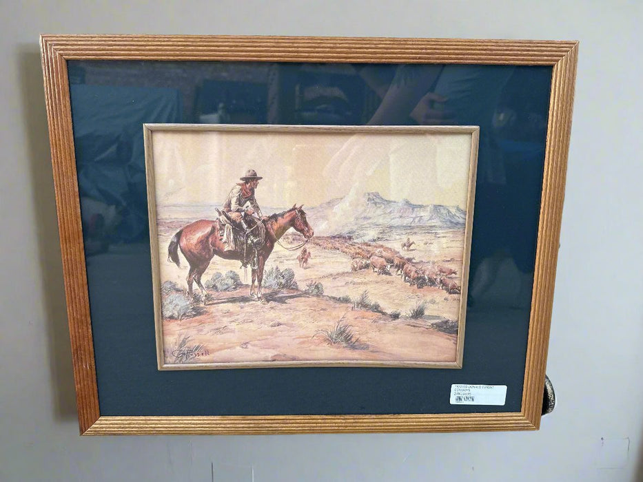 FRAMED DONALD T PRINT COWBOYS