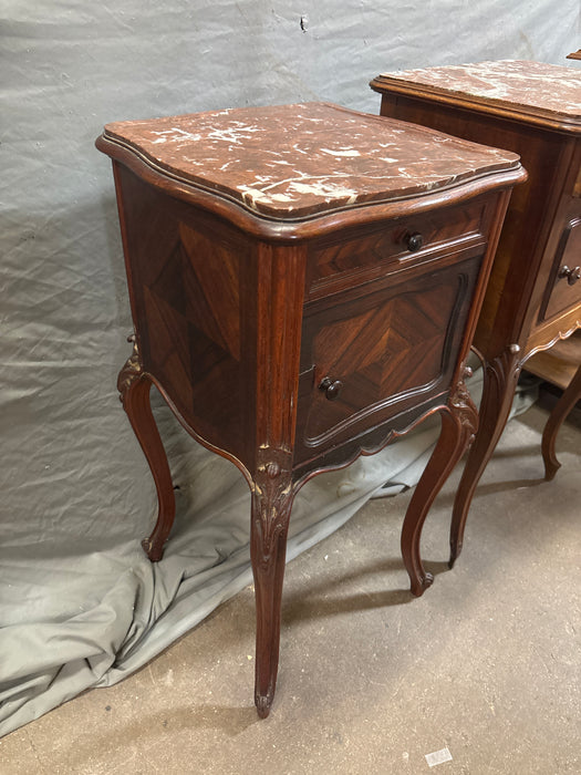 LOUIS XV  MARBLE TOP ROSEWOOD SIDE CABINET