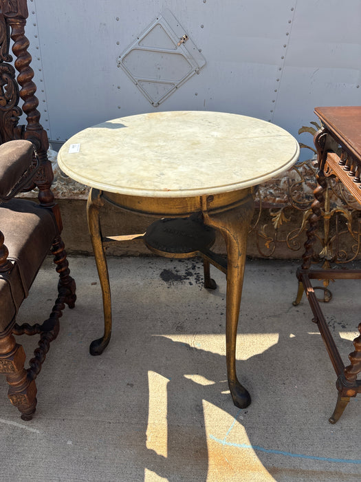 IRON GEORGIAN STYLE PUB TABLE WITH MARBLE TOP - AS FOUND