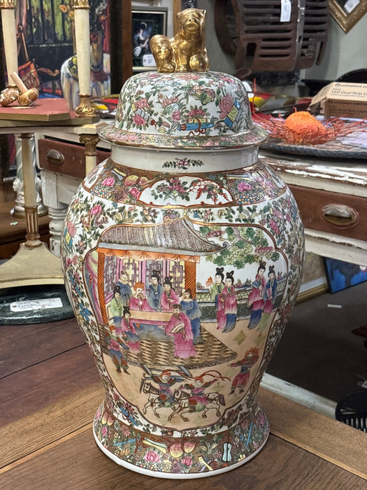 HUGE TEMPLE GINGER JAR WITH FOO DOG