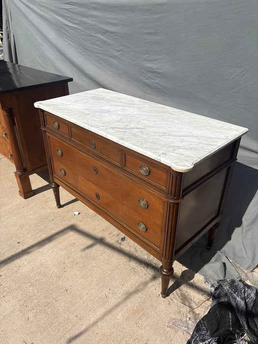 LOUIS XVI WHITE MARBLE TOP CHEST