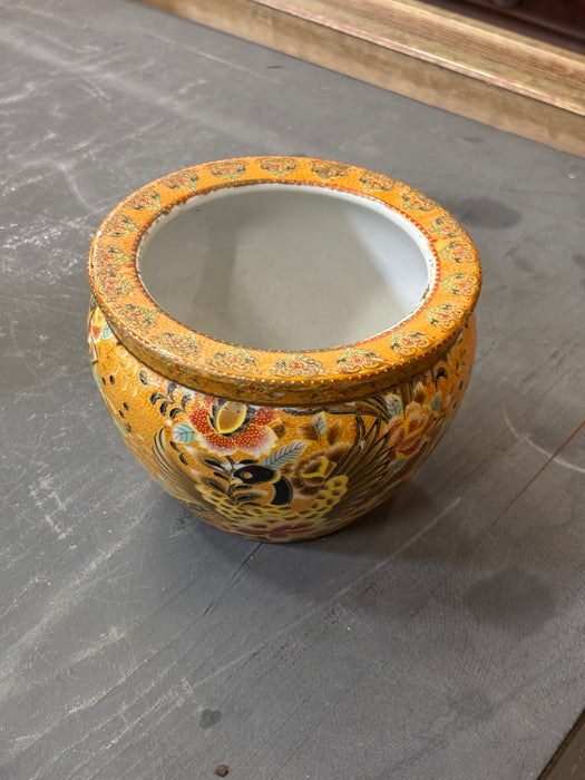 SMALL ORANGE PEACOCK POT