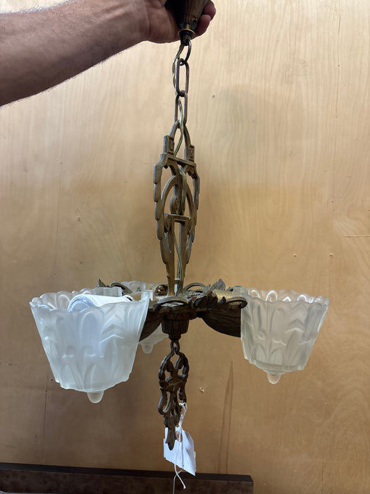 3 LIGHT ART DECO CHANDELIER