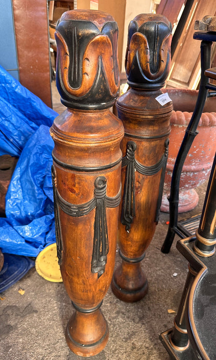 PAIR OF CARVED POSTS