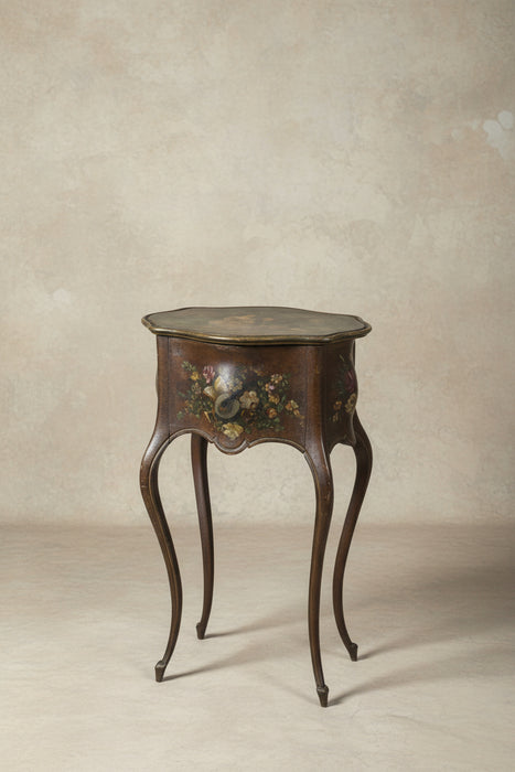 LOUIS XV VERNI MARTIN STYLE TABLE WITH HIDDEN STORAGE - AS FOUND