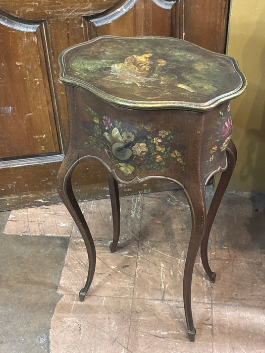 LOUIS XV VERNI MARTIN STYLE TABLE WITH HIDDEN STORAGE - AS FOUND