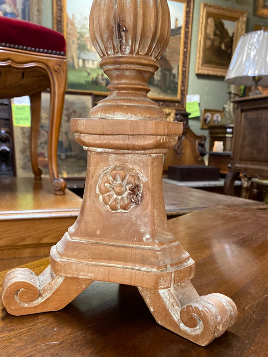 PAIR OF CARVED WOOD CANDLE HOLDERS