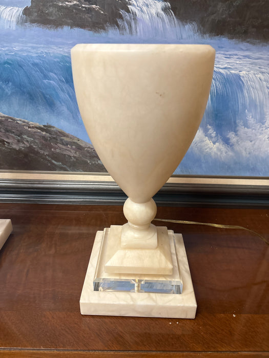 PAIR OF ALABASTER WITH LUCITE BASE LAMPS