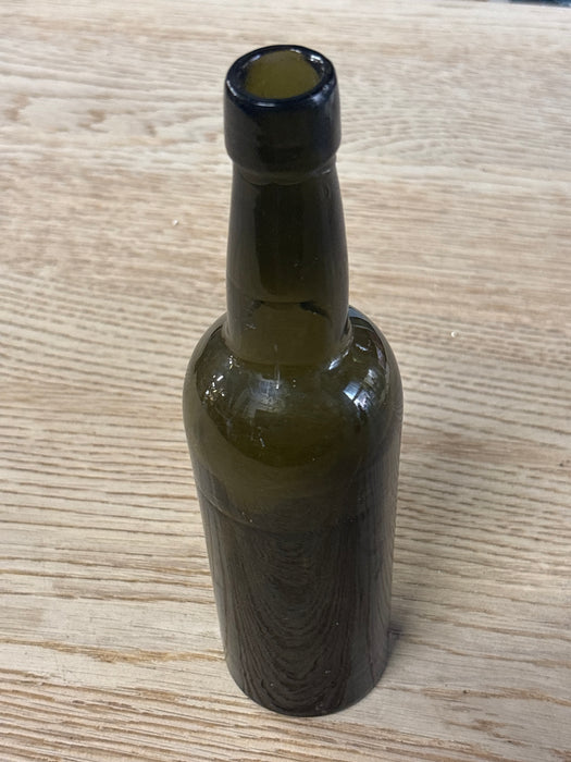 GREEN BLOWN GLASS BOTTLE